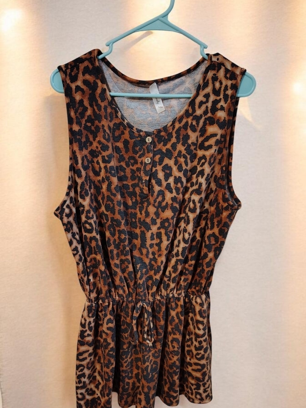 Sleeveless Leopard Print Romper-1XL